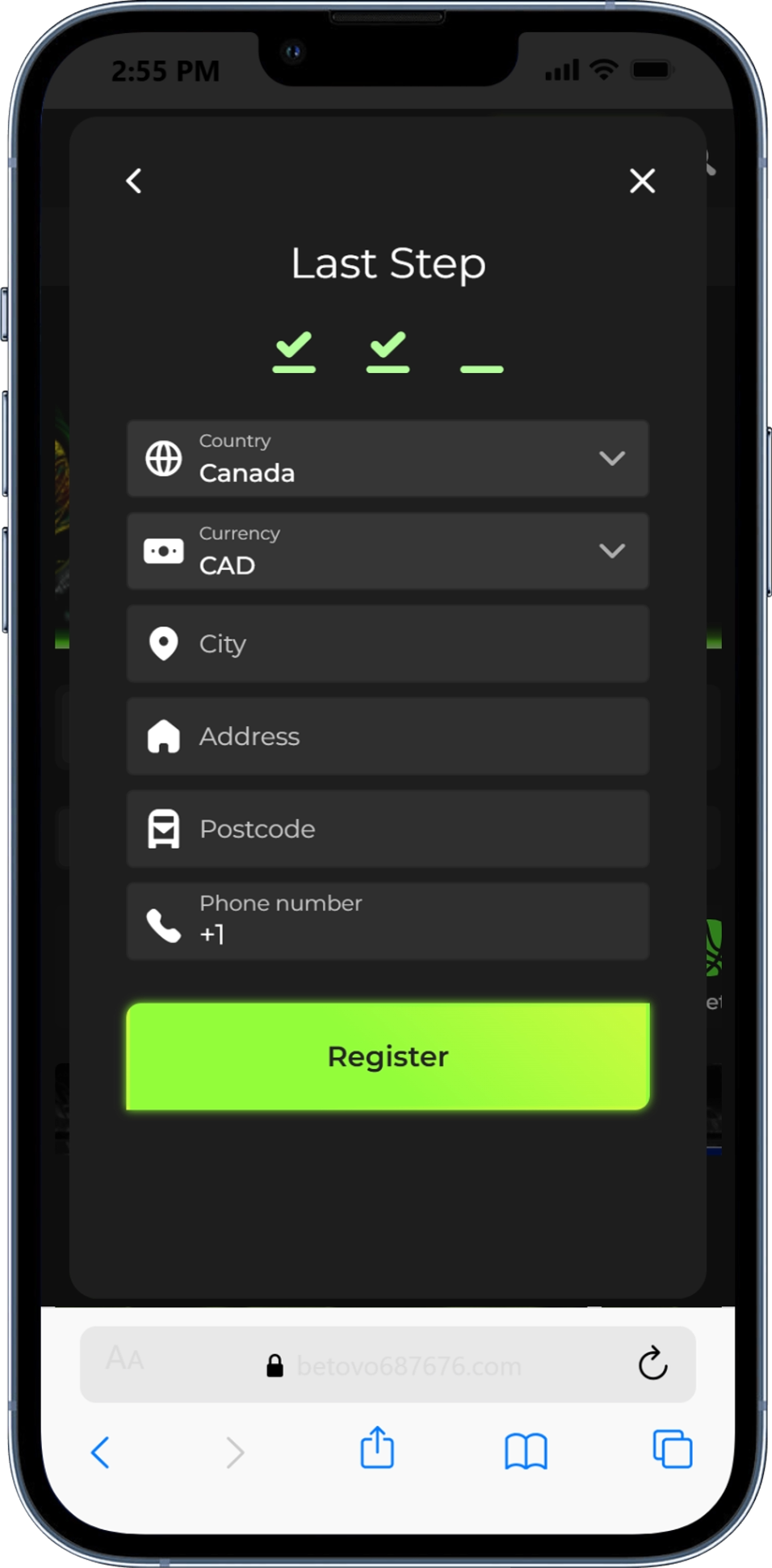 Betovo registration address and phone number.