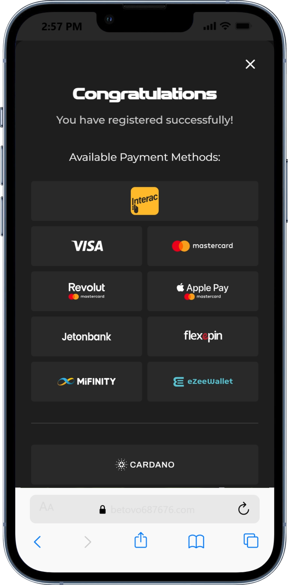 betovo succesful registration step 5